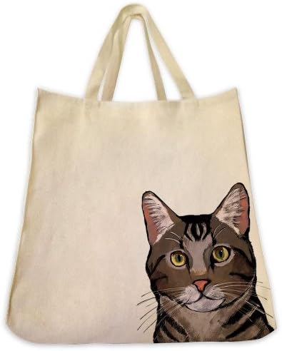 Domestic Short Hair Cat Portrait Design Extra Large Eco Friendly Cotton Twill Tote Bag
