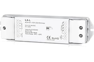 NUTBRO 4 Channel 0/1-10V LED Dimming Controller 4CH 5A/CH Smooth Dimming without any flickering 12-36VDC