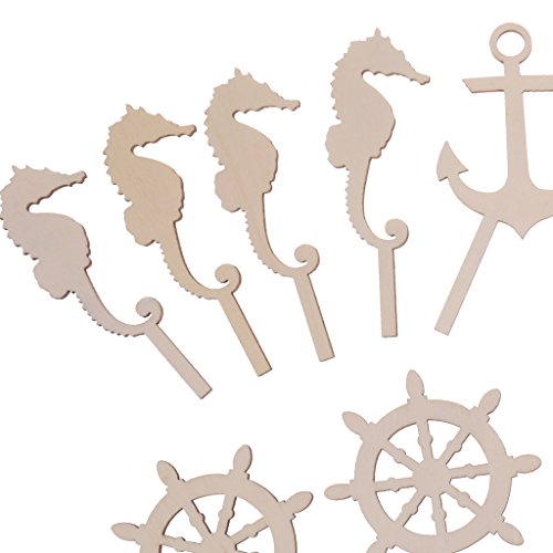 Gazechimp 12-teilige Holz Cupcake-Dekoration für Kindergeburtstag oder Geburt Kinder Geburtstag Muffin Deko – Anker, 9cm - 9