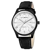 Knowin Armbanduhr Männer Lässige Schön Großes Runde Zifferblatt Chronographen Uhren Kalender, Business Mode Damen Luxusuhren Einfach Stil Leder Armband Casual Analoge Quarz Uhr Armband Uhr