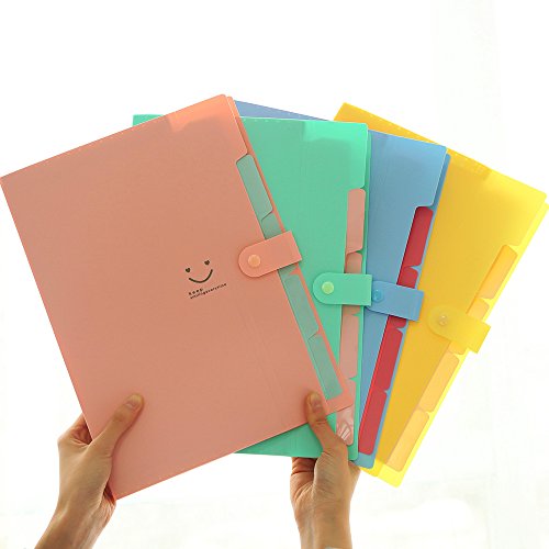 Folder Zhi Jin de 5  bolsillos y pesta  as Candy tama  o A4  carta  carpeta clasificadora estilo acorde  n con clip de bot  n  color rosa