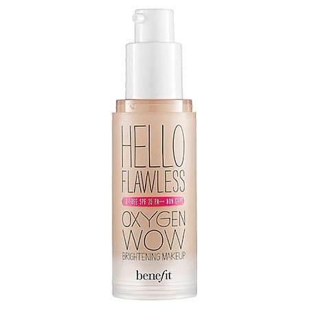 BENEFIT COSMETICS 'Hello Flawless!' Oxygen Wow Oil Free Brightening Liquid Foundation SPF 25 Shade champagne - cheers to me FULL SIZE FULL SIZE 30.0 mL, 1.0 US fl oz.