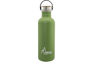 Laken Botella Agua Acero Inoxidable con Tapón Bamboo y Boca Ancha, 0.35L, 0.50L, 0.75L y 1L - Reutilizable, Ideal para Montaña, Camping, Deportes y más