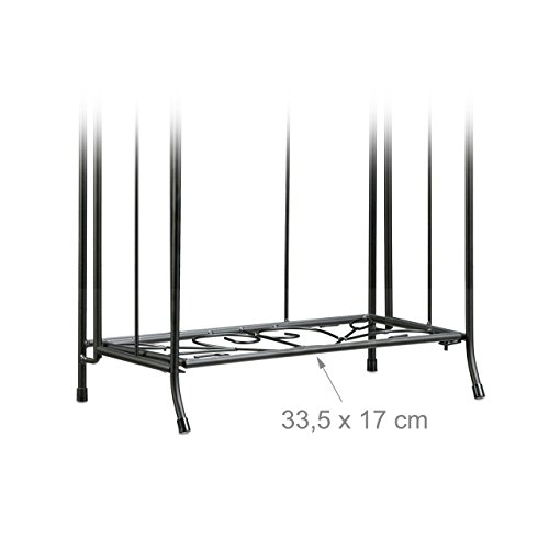 Relaxdays Blumenregal Metall 2-stöckig für Topfpflanzen, Balkon-Deko draußen, stehend HxBxT: 64,5 x 33,5 x 18cm, schwarz - 4