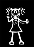 7 cm x 9,5 cm My Stick Figure Family - Mis Pegue la figura familia de coches pegatina de vinilo ventana chica con auriculares Ipod G7