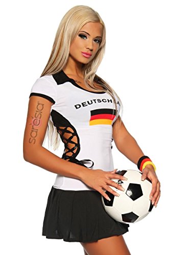 Preisvergleich Produktbild 18012 SARESIA - Trikot Mini-Kleid - weiß / schwarz - L / XL
