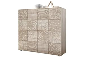 VE.CA.S.R.L. VE.CA. Madia Mobile Contenitore Takao per Soggiorno e Camera in Legno Laminato Rovere serigrafato.