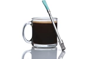 JoGo Przenośna słomka do parzenia kawy i herbaty – ekspres do kawy wielokrotnego użytku wykonany ze stali nierdzewnej z sitkiem pojedynczym – funkcja filtrowania do gorącej i zimnej herbaty – idealny