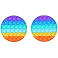 YAS Push Pop Circular Silicone Bubble Sensory Squeeze Decompression Toys (Multicolor) Pack of 2