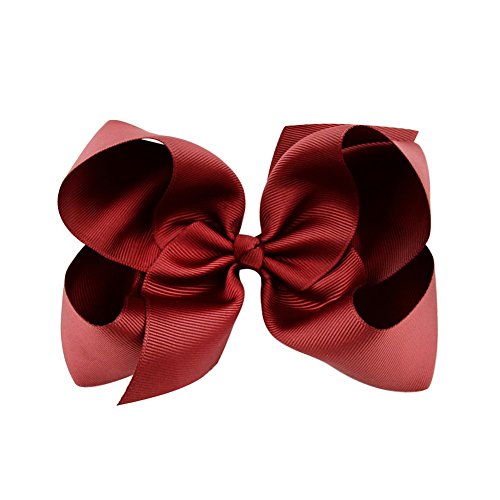AKA 6" Big Bow Hairpins Hair Clips for Children Kids Girls Hair Handmade Alligator Clips Accessories (Burgundy)
