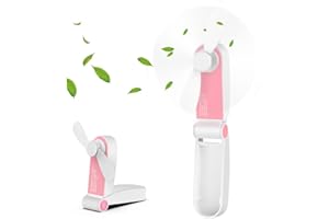 Hianjoo Mini Ventilador USB Portátil Recargable Plegable Ventilador de Bolsillo con de 2 Velocidades Ajustables para la Oficina en Casa Viajes al Aire Libre, Rosada