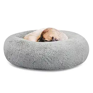 SAVFOX Calming Dog Bed, Anti Anxiety Dog Bed, Plush Donut Dog Bed for Small Dogs, Medium, Large & X-Large, Soft Fuzzy Comfy Dog Bed in Faux Fur, Cuddler Pet Bed, Washable, Multiple Sizes S-XL