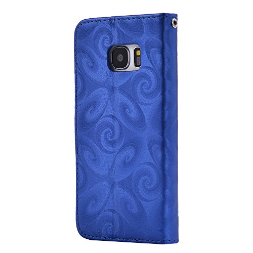Samsung S7 Hülle, SpiritSun Ledertasche Schutzhülle für Samsung Galaxy S7 Liebe Herz Muster Bling Glitter Liquid Flüssig Schwimmend Design Folio PU Leder Tasche Case Cover Bookstyle mit Standfunktion und Kredit Kartenfächer – Blau - 2