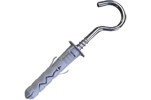 LLB Hooks Heavy Duty Large Screw for Hanging Washing Line Indoor and Outdoor Eye Box of 10pcs Set Size: Wall Plastic Plugs P M10 10x50mm & Hook Screw-in S M6 6x80mm