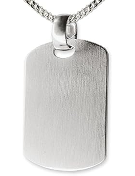 CLEVER SCHMUCK-SET Silberner Anhänger große Erkennungsmarke 23 x 34 mm matt mit Kette Panzer 2 mm stark und 60...