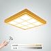 Produktbild LED Dimmbar Holz Lampe Deckenleuchte Rund Holzlampe Schlafzimmer Wohnzimmer Deckenlampe Mit Fernbedienung Vintage Leuchte Decke Licht Mit Rustikal Zimmerlampe Küchenleuchte Innen Beleuchtung Bar 24W
