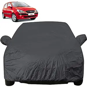 Autofact Car Body Cover with Mirror Pockets Compatible for Hyundai Getz (Triple Stitched, Bottom Fully Elastic, Dark Grey)