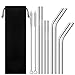 Produktbild Strohhalme, Edelstahl Trinkhalme, wiederverwendbar von 8 Metall Strohhalme mit 2 Reinigungsbürsten, umweltfreundlich, ungiftig, waschbar, ideal für Smoothie, Milchshake, Cocktail und kühle Getränke