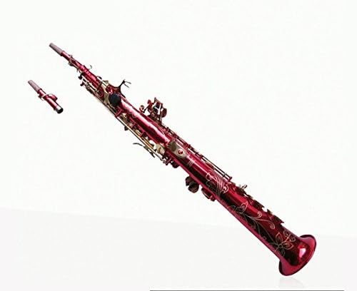 XIE@ Red body gold keys B tone treble saxophone duct G button full flower saxophone with cleaning cloth gloves cork grease belt cushion