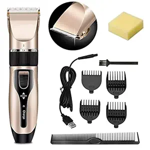 AELEDORE Cordless/Cord use Trimmer with up to 120mins backup,Mustache Nose Hair Trimmer,LED display, 3 speed modes, Rounded tip stainless steel blade, 4 guide combs, Washable attachments and ABS