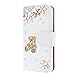 Price comparison product image SmartLegend PU Leather Case for Samsung Galaxy Note 4 3D Relif Bling Diamand Decoration Shining Crystal Fashion White Wallet Pocket Flip Cover Cell Phone Hoslter with Magnet Closure and Card Slots Holster Bookstyle Stand Function Protective Cover - Flower and Bear