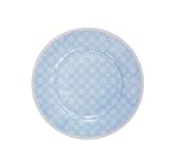  Krasilnikoff Kuchenteller hellblau mit weißen Blumen Diagonal