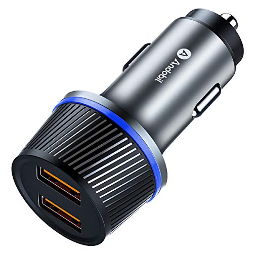andobil Quick Charge 3.0 Car Charger, 36W Dual USB Ports Fast Charging Car Adapter for iPhone 11/11 Pro/11 Pro Max/Xs/Xs Max/X/8, Samsung Galaxy S10/S10+/S9+, HUAWEI and other Android Mobile Phone