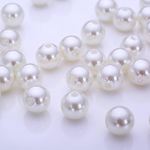 AiFanS 1LB(Approx 1800pcs) 8mm White Loose Pearl Beads for Vase Fillers or Jewelry Making