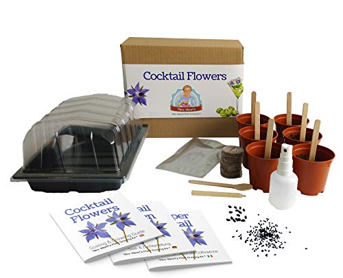 Flores para cócteles - Mrs Henri's Plant Growing Kit. Cultiva 6 flores aromáticas para cócteles desde su semilla. El regalo ideal para aquellos que disfrutan haciendo bebidas. El Kit de cultivo de plantas Premium incluye todo lo que necesitas para comenzar.