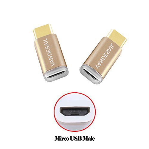 USB C Adapter, VANDESAIL® Type C 3.1 auf Micro USB Ladekabel Datenkabel Kabel Adapter Konverter für MacBook 12inch 2015, Lenovo ZUK Z1, MI 4C, Nokia N1, Chromebook (Alloy-Gold, Gold) - 5