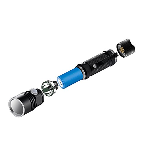 LED Taschenlampe Wiederaufladbare, Akale IPX4 Wasserfest, Super Helle 500 Lumen CREE LED, 4 Licht Modi, Wiederaufladbare Taschenlampe im Hosentaschenformat für Camping, Wandern und Notfälle (Inklusive 2200mAh 18650 Batterie) - 4