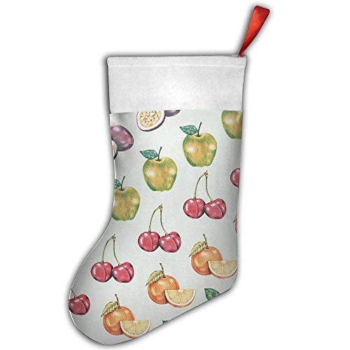 Hicyyu Blueberry Cherry Passion Fruit Christmas Stocking Decorations for Family Festive Holiday,Small Rustic Felt Red Xmas Tree Decorations Set