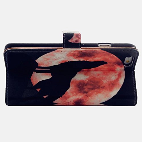 iPhone 7 Hülle Handytasche, MUTOUREN 2 in 1 Zubehör für iPhone 7 (4.7 Zoll) Slim PU Tasche Klapp Flip Folding Magnetisch PU Leder Flip Cover Tasche mit Kartensteckplatz Brieftasche Hinterschale Kartenschlitz + Metall Stift Stylus – Wolf - 5