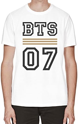 Mens Hoi Polloi "BTS" Kpop Cotton White Short Sleeve T-Shirt (S-XXL) (S)