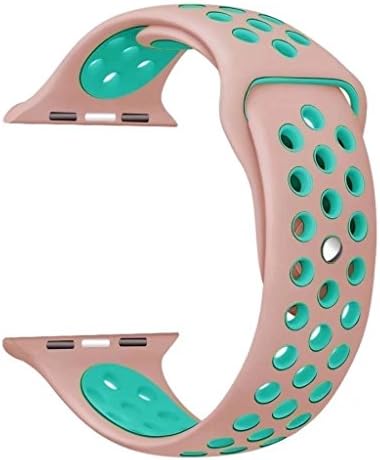 Apple Watch Band โ (Pink/Light Green) 42mm Apple watch replacement band iWatch Soft Silicone Strap 38mm/42mm For Apple Watch Sport Edition Series 1, Series 2, Series 3, M/L Size (Pink/Light Green)