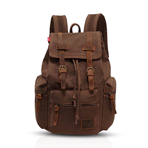 FANDARE zaino trekking viaggio borsa del portatile zaino di scuola zaino da montagna multifunzionale vintage borsa di tela attività Outdoor Climbing Marrone