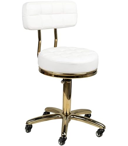 M MCombo Kapperswagen met wieltjes, 3 laden, 2 planken en haardrogerhouder, serveerwagen voor woonkamer, 30 x 40 x 95 cm, 0022 (wit-goud