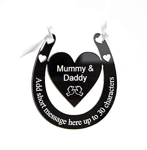 A Gift For You UK Personalised 3mm Silver Mirror Acrylic BABY MINI horseshoe. Ideal for child to give to bride. 64mm x 72mm. Good Luck Bridal Keepsake H33