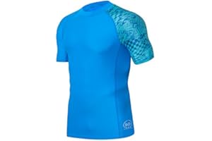 HUGE SPORTS Men's Splice UV Sun Protection UPF 50+ Skins Rash Guard Short Sleeves