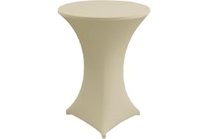 ‎GASTRO UZAL Gastro Uzal Stehtischhusse Stretch Set 2 teilig in Creme/Ecru 80-85 cm rund Tischhusse überwurf Bistrotischhussen