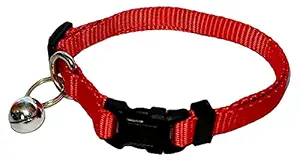 Woofy Imported Colourfull Collars with Bell for Dog-Puppies and Cat (10 MM CAT & Puppy, RED)