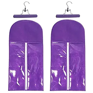 2 Pack Hair Extension Holder Hair Extensions Storage Bag with Hanger ,Portable Wig Bags Storage,Hair Extension Hanger for Hairpiece Human Hair (Bluish Purple+Bluish purple)