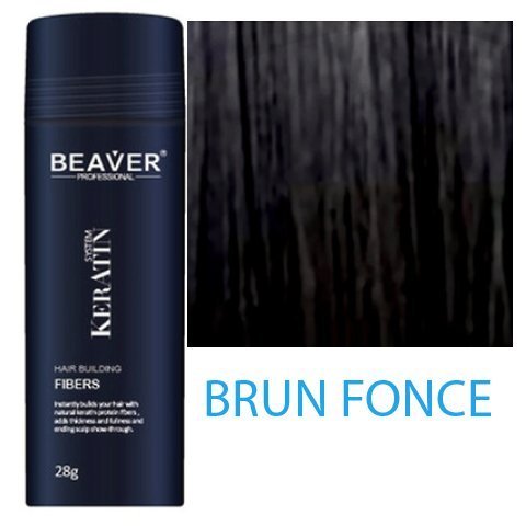 Fibres capillaire s BEAVER - Epaissit les cheveux instantané ment grace aux fibres de kératine naturelles - Marron foncé - 28 g