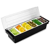 Plastic Condiment Dispenser 6 Compartment Black | Bar Condiment Holder, Cocktail Garnish Tray