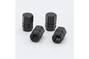 Skynotek – Pack 4 Tapas de válvula Schrader para automóvil, Moto, Bicicleta y Patinete eléctrico | Tapones Antipolvo de aleación de Aluminio para neúmaticos | Protección y Seguridad | Color Negro