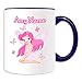 Produktbild Personalisiertes Geschenk - Kniende Fee in pink Becher (Märchen Design Thema, Farbe Optionen) - alle Nachricht/Name auf Ihre einzigartige - Schmetterlinge, keramik, blau