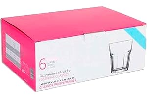 ACAN Tradineur - Caja de 6 Vasos Modelo Aras - 30,5 cl - Fabricado en Vidrio Resistente - Apto para lavavajillas - 6 Uds Totales