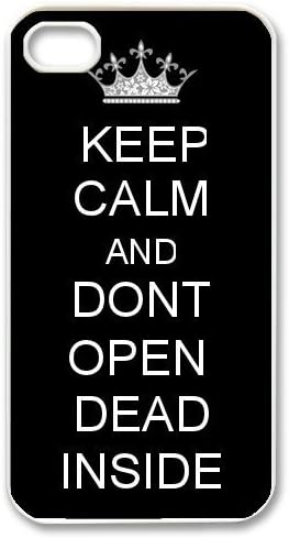 108shop Keep Calm And Walking Dead Dont Open Dead Inside Black Wall (White) Case For Iphone 4 4S / Iphone 4 4S Case Hard Cases / Iphone 4 4S Design And Made To Order