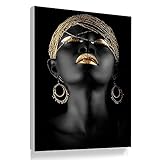 fingerabdruck leinwand goldene hochzeit Frame: Kein Frame Bilder Auf Leinwand,\'S Fashion Schwarze Frauen Gold Ornamente Dekoration Leinwand Gemälde Kunstdruck Poster Bild Wand Schlafzimmer Wohnzimmer Dekoration Malerei Wandbild（1）, 70 * 100
