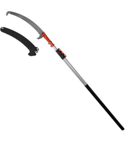 Scie D'Élagage Bahco 385-6T - Lame Courbée 360mm, Manche Acier | Pour Perches Télescopiques 25mm